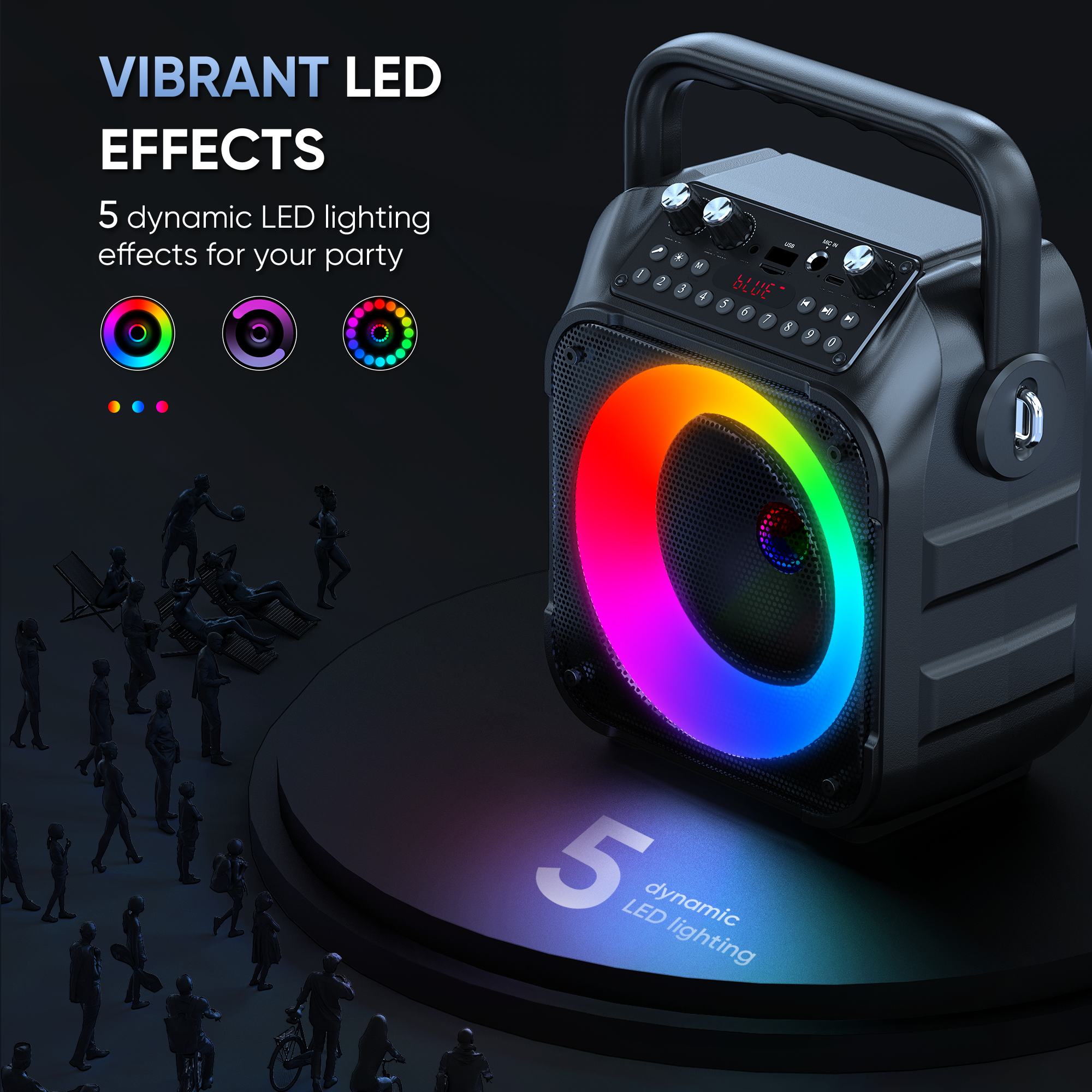 CYY Karaoke Machine, Portable Bluetooth Speaker with 2 Wireless Microphones for Adults & Kids with Lights, Karaoke Microphone with PA System Supports USB/TF/FM/AUX for Home Party Home System Packages