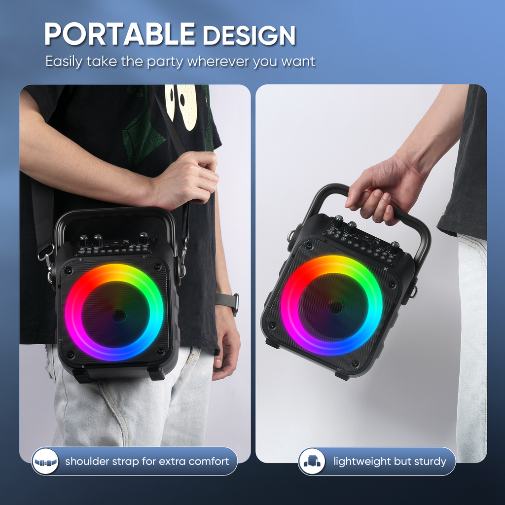 CYY Karaoke Machine, Portable Bluetooth Speaker with 2 Wireless Microphones for Adults & Kids with Lights, Karaoke Microphone with PA System Supports USB/TF/FM/AUX for Home Party Home System Packages